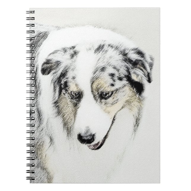 Australian Shepherd Painting - Original Dog Art Notebook (Front)
