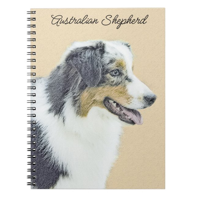 Australian Shepherd Painting - Original Dog Art Notebook (Front)
