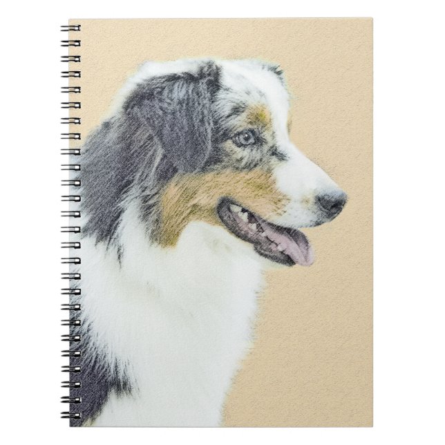 Australian Shepherd Painting - Original Dog Art Notebook (Front)