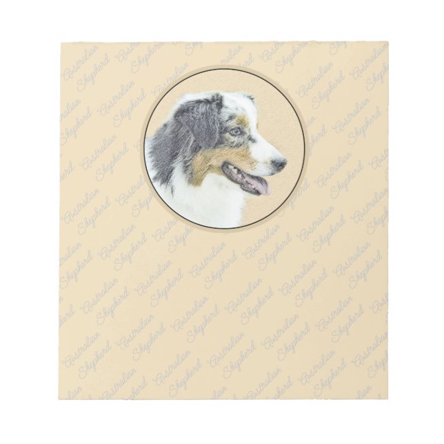 Australian Shepherd Painting - Original Dog Art Notepad (Front)