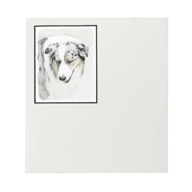Australian Shepherd Painting - Original Dog Art Notepad (Front)