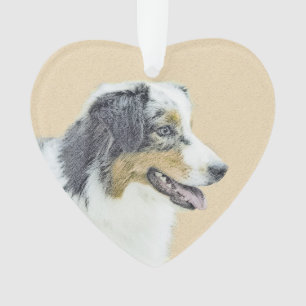 Australian Shepherd Painting - Original Dog Art Ornament