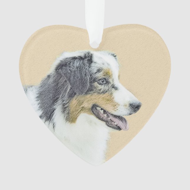 Australian Shepherd Painting - Original Dog Art Ornament (Front)