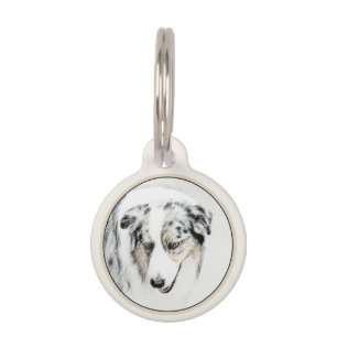 Australian Shepherd Painting - Original Dog Art Pet Tag
