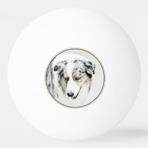Australian Shepherd Painting - Original Dog Art Ping Pong Ball