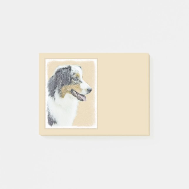 Australian Shepherd Painting - Original Dog Art Post-it Notes (Front)