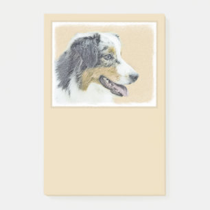 Australian Shepherd Painting - Original Dog Art Post-it Notes