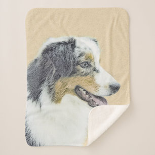 Australian Shepherd Painting - Original Dog Art Sherpa Blanket