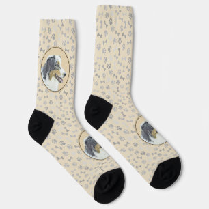 Australian Shepherd Painting - Original Dog Art Socks