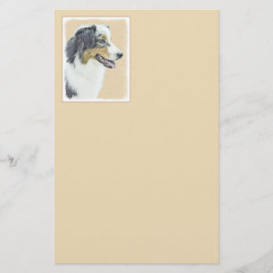 Australian Shepherd Painting - Original Dog Art Stationery