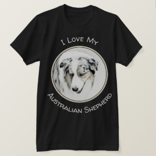 Australian Shepherd Painting - Original Dog Art T-Shirt