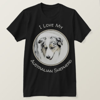 Australian Shepherd Painting - Original Dog Art T-Shirt