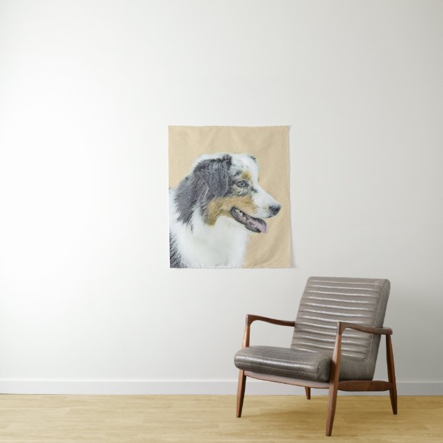 Australian Shepherd Painting - Original Dog Art Tapestry (In Situ)