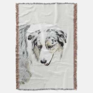 Australian Shepherd Painting - Original Dog Art Throw Blanket