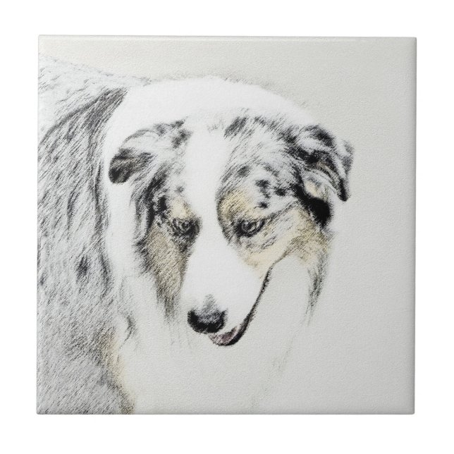 Australian Shepherd Painting - Original Dog Art Tile (Front)