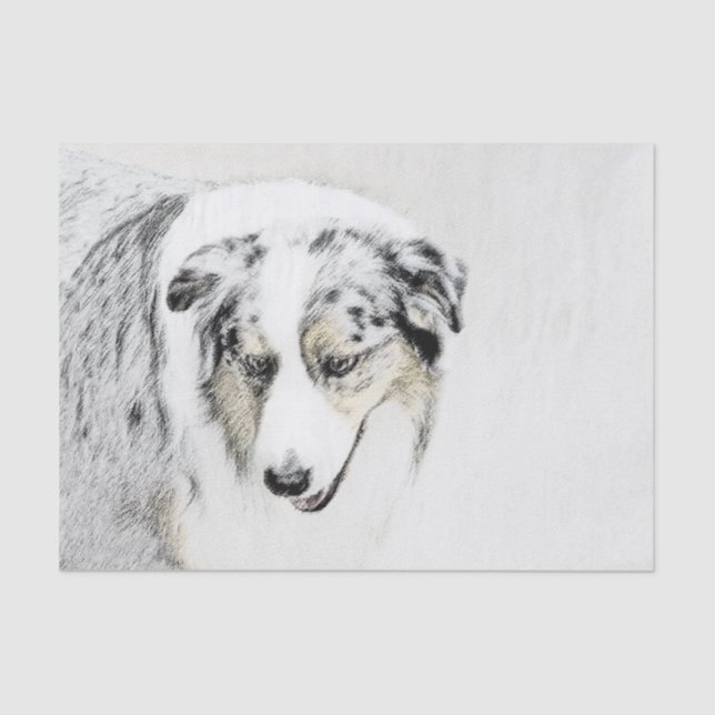 Australian Shepherd Painting - Original Dog Art Tissue Paper (Front)