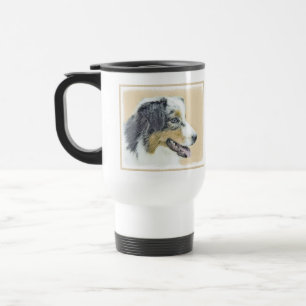 Australian Shepherd Painting - Original Dog Art Travel Mug