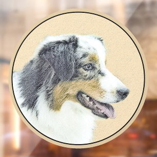 Australian Shepherd Painting - Original Dog Art Window Cling
