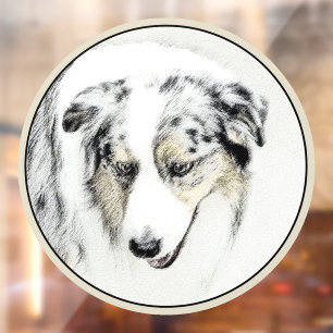 Australian Shepherd Painting - Original Dog Art Window Cling