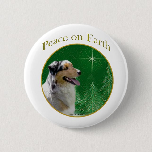 Australian Shepherd Peace 6 Cm Round Badge (Front)
