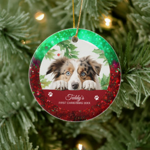Australian Shepherd Personalised Christmas Ceramic Tree Decoration