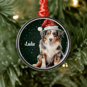 Australian Shepherd Personalised Christmas  Metal Tree Decoration