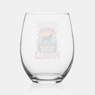 Australian Shepherd Pet Lover Vintage Dog Shirt De Stemless Wine Glass