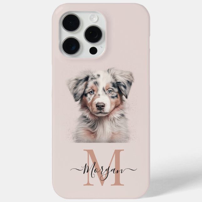 Australian Shepherd pink iPhone 15 Pro Max case (Back)