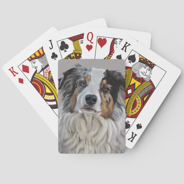 australian shepherd playing cards (Back)