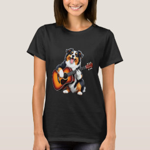 Australian Shepherd Playing Guitar Funny Australia T-Shirt