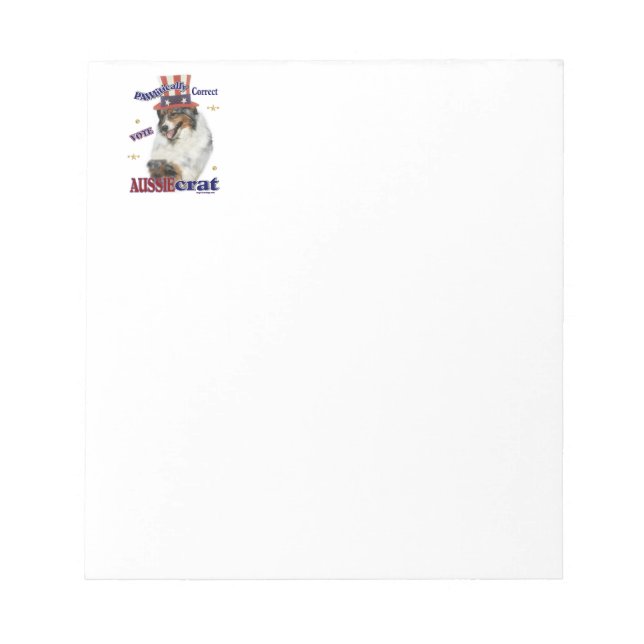 Australian Shepherd Political Humor Notepad (Front)