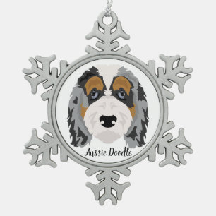 Australian Shepherd Poodle mix Christmas Ornament