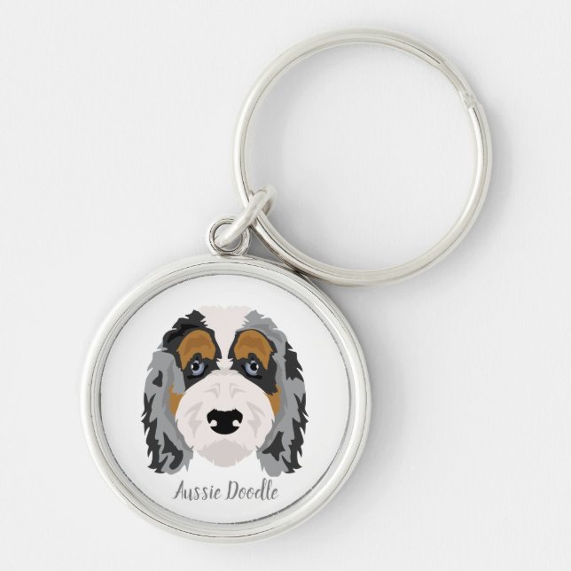 Australian Shepherd Poodle mix Keychain (Front)