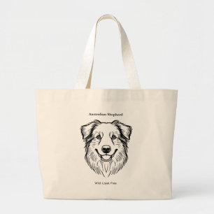 Australian Shepherd Portrait Large Tote Bag