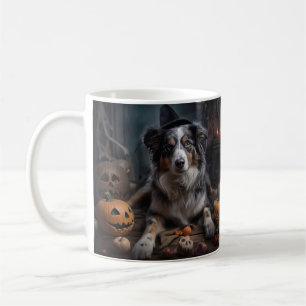 Australian Shepherd Pumpkins Halloween Scary Coffee Mug