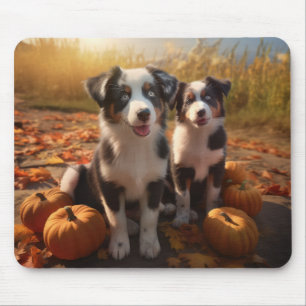 Australian Shepherd Puppy Autumn Delight Pumpkin Mouse Mat