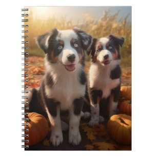 Australian Shepherd Puppy Autumn Delight Pumpkin Notebook