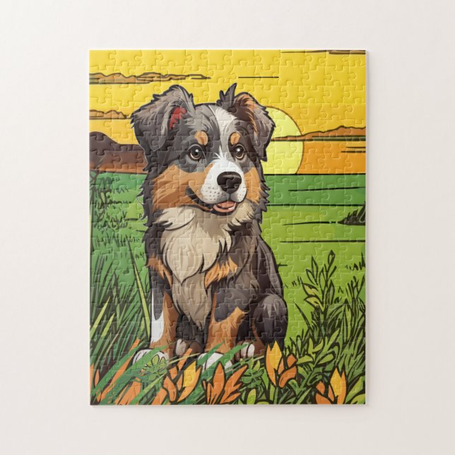 Australian Shepherd Puppy Jigsaw Puzzle (Vertical)