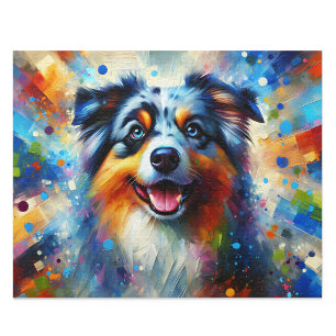 Australian Shepherd Puzzle: Blue Merle Aussie Dog Jigsaw Puzzle