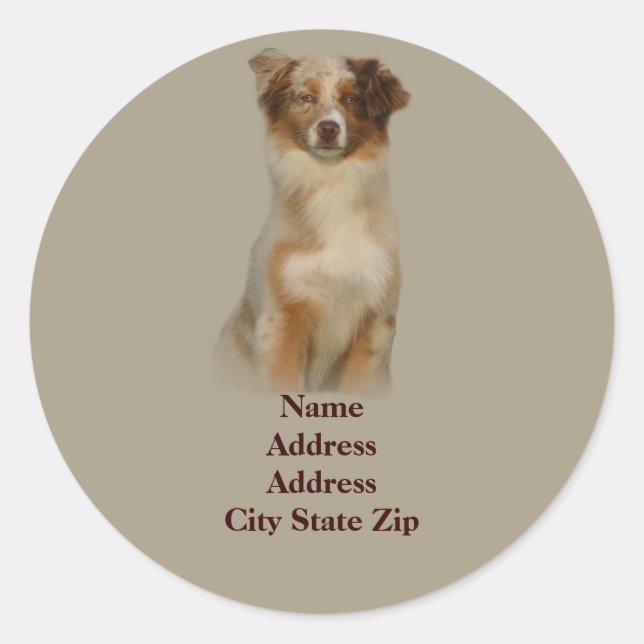 Australian Shepherd Red Address Label (Front)