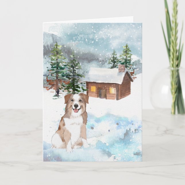Australian Shepherd (Red) Christmas Card (Front)