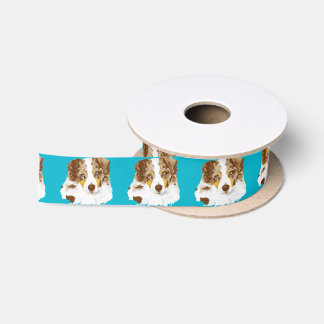 Australian Shepherd Red Merle Dog Ribbon Satin Ribbon