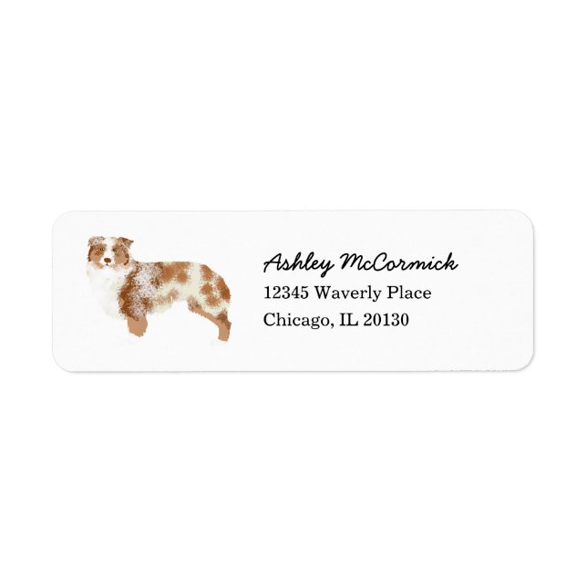 Australian Shepherd Red Merle Return Address Label (Front)
