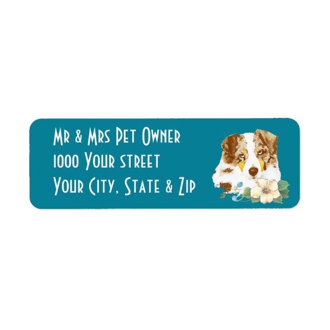 Australian Shepherd Red Merle Return Address Label (Front)