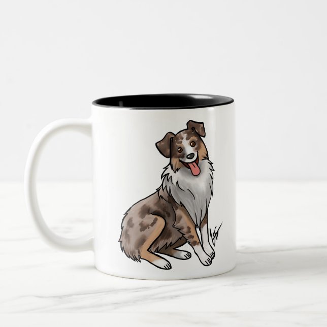 Australian Shepherd - Red Merle Two-Tone Coffee Mu Mug (Left)