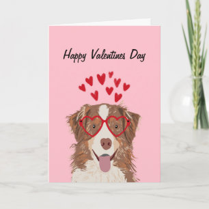 Australian Shepherd Red merle valentines dog card