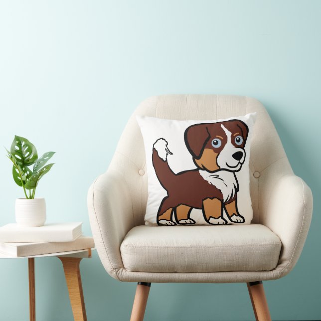 Australian Shepherd Red Tri Cartoon with Tail Cushion (Chair)
