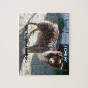 australian shepherd red tri love w pic jigsaw puzzle