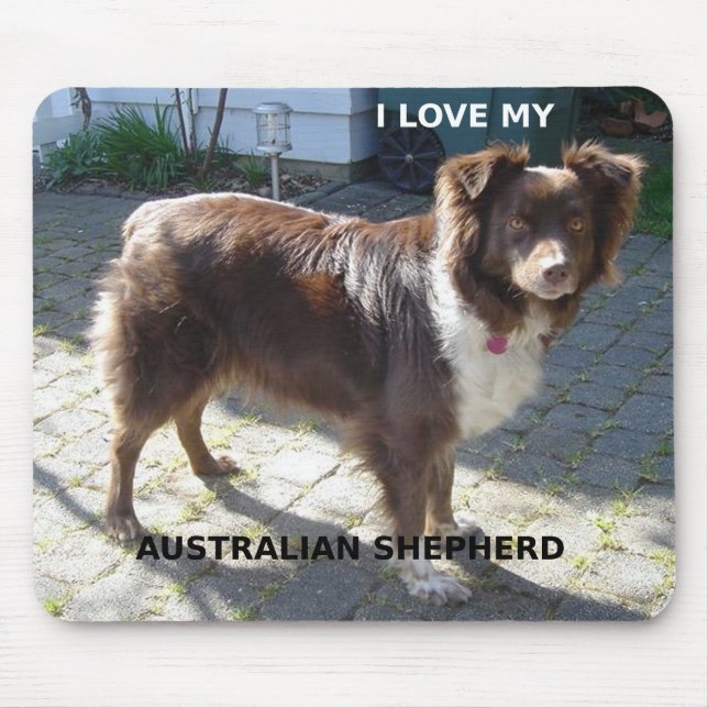 australian shepherd red tri love w pic mouse mat (Front)
