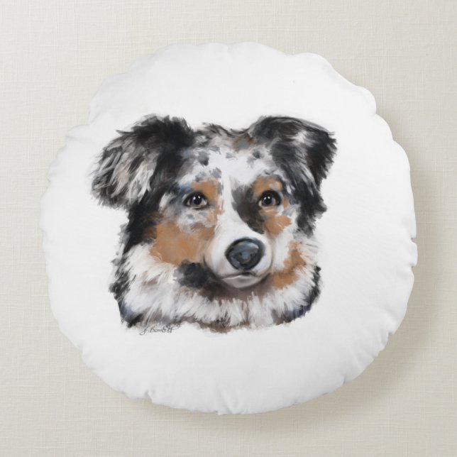 Australian Shepherd Round Cushion (Front)
